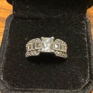 Silpada Rare Sterling Silver Cubic Zirconia Marcasite Ring R0960 Sz 6.5